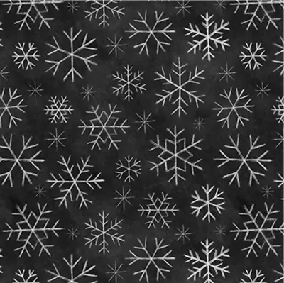 Blank Quilting Mistletoe Magic Snowflakes Black Cotton Fabric By The Yard • $12.96