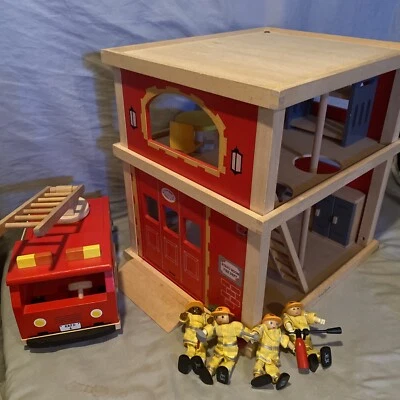 $140 • Buy Ryans Room Fire Dept. Fire House, Truck, & Lil Fire Helping Heroes, RARE Wooden
