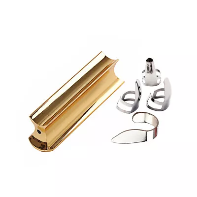 Guitar Slide Solid Stainless Tone Bar Hawaiian Slider With Finger Thumb Pick USA • $15.84