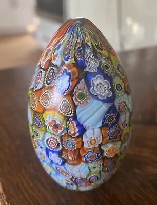 Vintage MURANO Art Glass Millefiori Egg Paperweight • $69.99