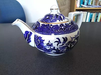 BURLEIGH WARE ANTIQUE WILLOW PATTERN TEAPOT MADE IN ENGLAND TEAPOT Ex • $89.99