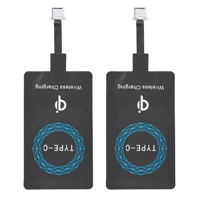 2PC Type-C QI Wireless Charger Sticker Stable Charging Receiver For Mobile Phone • $14.09