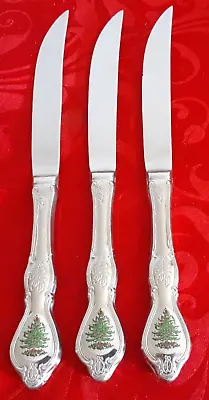 Spode By Wallace Stainless Christmas Tree 3 Steak Knives 9 7/8  Unused • $100