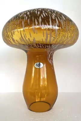 Blenko Glass Mushroom Large 3221 - Topaz With White Frit • $135