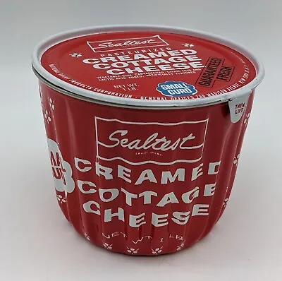 Vtg Sealtest Small Curd Creamed Cottage Cheese Red Metal 1 Lb Container Tub • $14.99