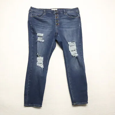 Mudd Women's Size 20 Blue Vintage Skinny Mid Rise Distressed Dark Stretch Jeans • $13.11