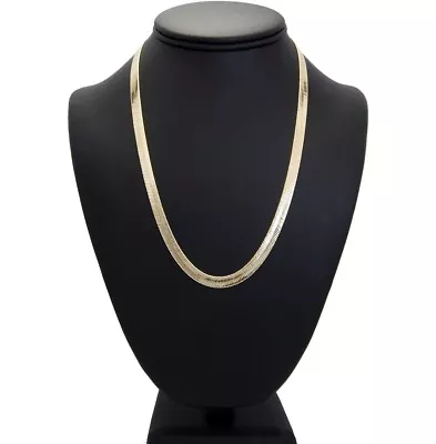 Mens Herringbone Chain Necklace 6mm Width 18  20  24  30  Inch 14K Gold Finish • $11.49