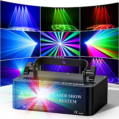 £50.99 • Buy 3D Animation DMX Strobe RGB Laser Beam Scanner Projector Lamp Disco Stage Light