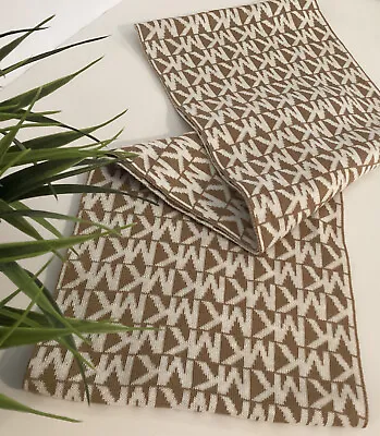 Michael Kors Infinity Neck Scarf Monogramed Print Tan Cream Accessories Womens • $19.99