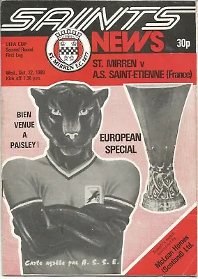 1980/81 Prog ST MIRREN V AS SAINT-ETIENNE (UEFA Cup)   • $1.23