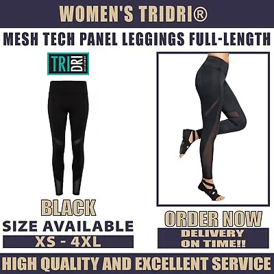 Women's TriDri Mesh Tech Panel Leggings Full-Length Fitness Yoga Workout TR034 • £22.99