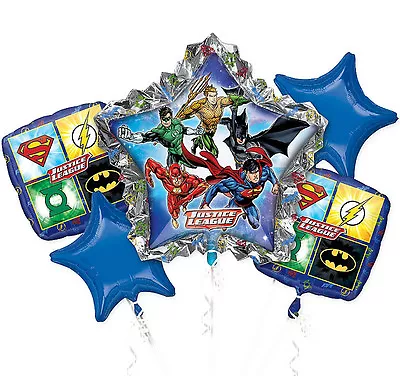 Justice League Party Supplies BALLOON BOUQUET Pack Of 5 Foil Balloons Anagram  • $22.50