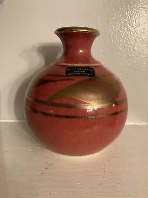 Vintage Stoneware Jackson Pottery Mauve And Gold Vase Kilkenny Ireland  • $12