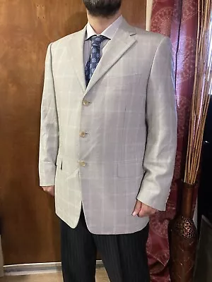 Pal Zileri Mens Sport Coat Blazer Suit Jacket 42R 46  White Houndstooth Check • $39.94