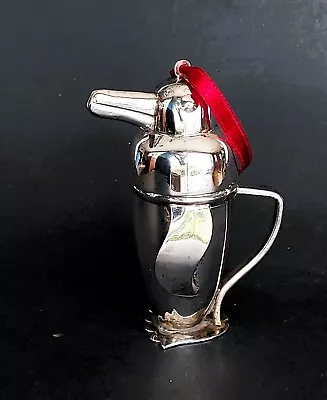 Penguin Cocktail Shaker Ornament RESTORATION HARDWARE Silver Plate Art Deco Mini • $20