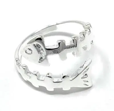 Silver Plated Adjustable Open Fish Bone Band Ring Mens Thumb Wrap Bae Jewellery • $4.47