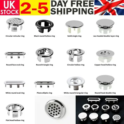 £5.51 • Buy 6Pcs Sink Overflow Cover Rings W/ Filter Kitchen Basin Hole Insert Cap Drain Lid