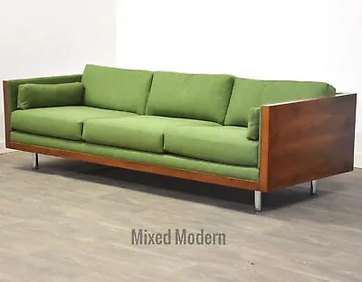 Milo Baughman Style Mid Century Modern Walnut And Chrome Sofa • $5800