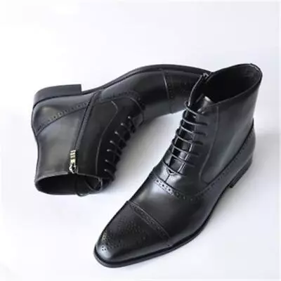 Men Dress Formal Ankle Boots Chelsea Boots Boot Leather Wingtip High Top Shoes • $36.69