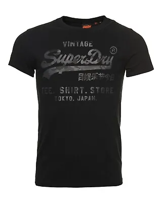 £26.99 • Buy Superdry T-Shirt Short Sleeve Crew Neck VL Shirt Shop Tee Black Camo