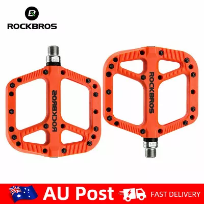 RockBros MTB Road Bike Nylon Pedal Nonslip Orange 9/16'' DU Bearing Pedals • $28.88