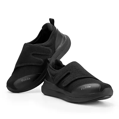 FitVille Men's Wide Fit Diabetic Shoes Easy Close Orthopedic Slippers Sneakers • £52.63