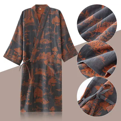 Cotton Kimono Robe Bathrobe Floral Yukata Brocade Ethnic Sleepwear Gown Men • £20.83