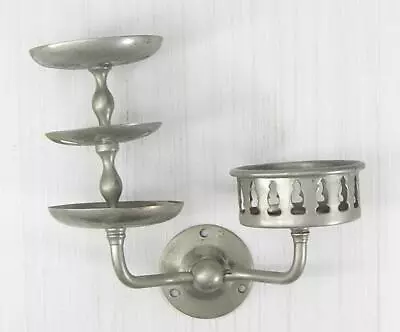 Antique Good Mfg Co Silver Metal Soap And Cup Holder-art Deco Victorian-vn-aged • $149.99
