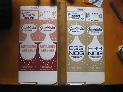 Vintage Glabllck's  Dairy Pittston Pa 2 X Lot Unused Waxed Cardboard Box Cartons • $15