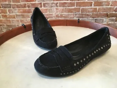 B Makowsky  Isolde Black Suede Studded Loafer Flats 8 Sale • $29.95