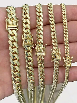 SOLID 10k Yellow Gold Chain 4mm-8mm 20 - 28  Miami Cuban Link Necklace Mens REAL • $1279.34