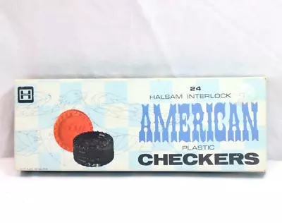Halsam Interlocking American Plastic Checkers 24 In Box 614/24 Excellent Vintage • $10