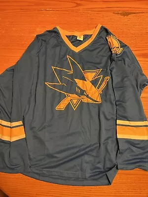 San Jose Sharks Golden State Warriors Hockey Jersey Blue/Gold Mash Up SGA Size L • $25.99