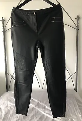 Gorgeous Myleene Klass Black Faux Leather Skin Tight Trousers/leggings - Size 16 • £9