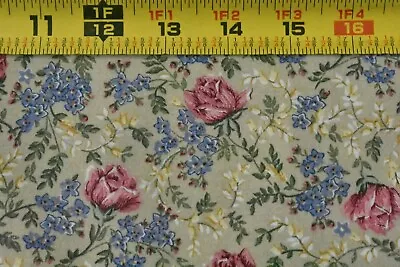 By 1/2 Yd Vintage Pink & Lavender Floral On Tan Quilt Cotton B1577 • $5.25