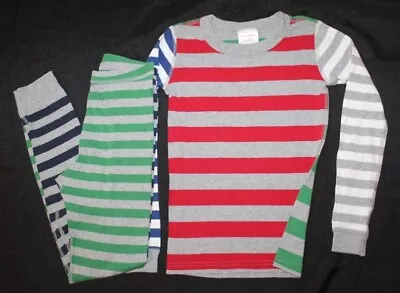 Boys HANNA ANDERSSON 2 Piece Multi-color Oposite Striped Pajamas Size 10 • $19.99