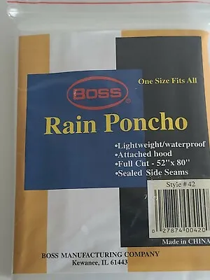 Boss  Clear  Vinyl  Rain Poncho  One Size Fits All • $6.75