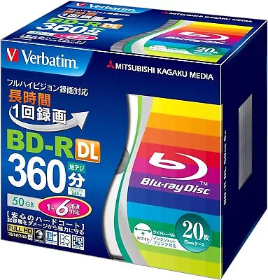 Verbatim Verbatim Blu-ray Disc BD-R 50GB 20 Sheets White Printable Sin 20 Sheets • $61.13