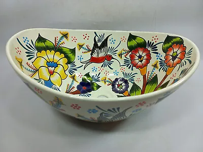 18  TALAVERA SINK  Oval Vessel  Mexican Handmade Ceramic  Bathroom  Folk Art • $149