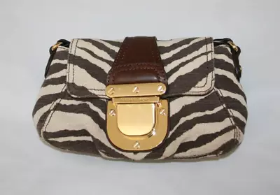 Michael Kors Charlton Small Crossbody Bag Tiger Stripe Canvas Purse Bag Gold • $54.77