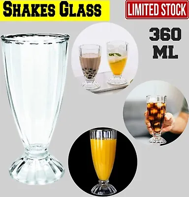 Milkshake Glasses Dessert Sundae Ice-Cream Soda Vintage Tall Set Of 2 360ML UK • £9.01