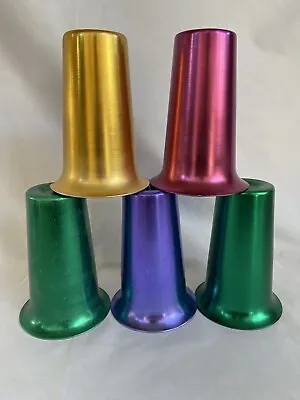 Set Of 6 Anodized Aluminum Tumblers Multi Colored Cups 14 Ounces Pink Green Vtg • $22.41
