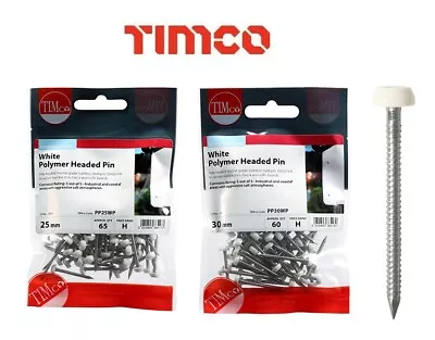 £4.99 • Buy White UPVC Polymer Top Pins Nails Plastic Headed Fascias Soffits Fixings Polytop