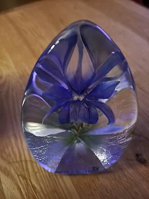 Mats Jonasson Swedish Art Glass Paperweight Orchid 3880 Eo4 • £33.99