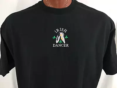 Irish Dancer Embroidered Black Graphic T Shirt 100% Cotton X-Large • $9