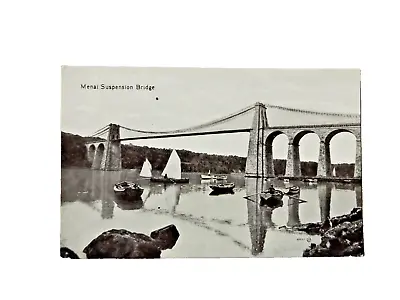 Vintage Postcard Of Menai Suspension Bridge In Black & White • £2.75