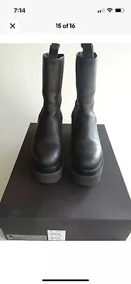 $89 • Buy AMAZING Paloma Barcelo Leather Platform Boots AKEITA Salvate Black 39 8.5