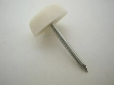 WHITE NYLON NAIL FURNITURE PADS 15 Mm CHAIRS FEET / LEG GLIDES X 100 • £2.70