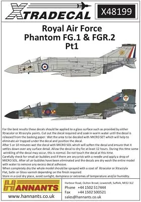 Xtradecal X48199 RAF Phantom FG.1 & FGR.2 Pt1 Decals 1/48 • £8.75