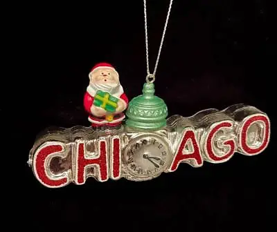 Blown Glass Chicago Marshall Fields State Street Clock W/santa~christmas Tree Or • $39.91